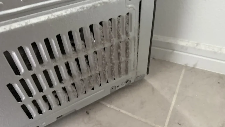 Frost buildup found on a freezer evaporator cover during an appliance diagnostic